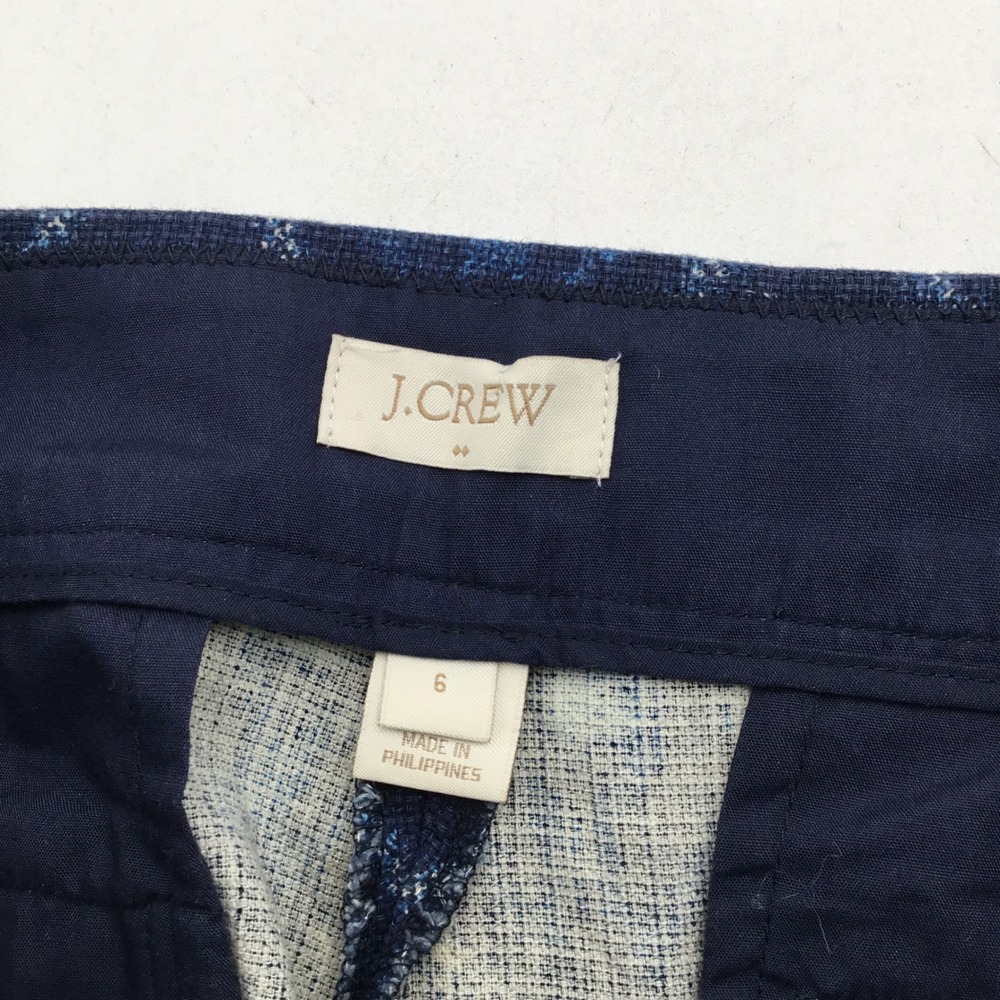J.Crew Indigo Blue Ikat Diamond Print Shorts Side Zip Size 6 Geometric Woven - Picture 4 of 10